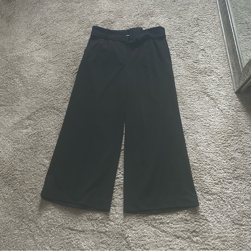 Express Black Casual Wide-Leg Trousers 12 Short